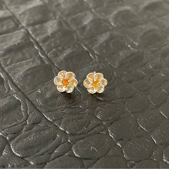 Sterling silver 925 Flower Citrine earrings - Picture 3 of 8